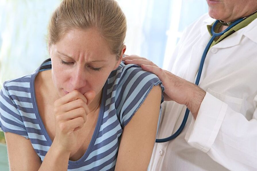 Doctor coughing during smokers