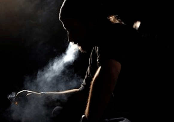 the person smokes